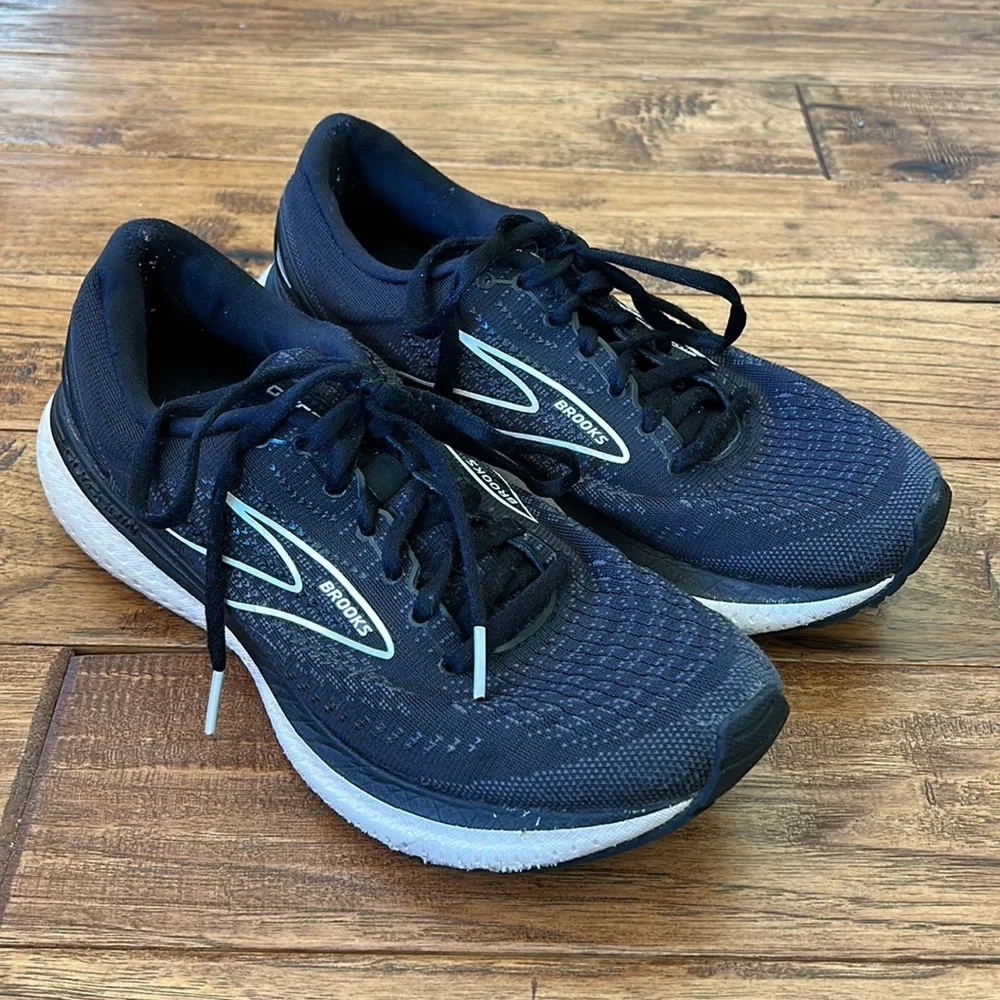 BROOKS Glycerin 19 Cushioned Road Running Shoes Black & White Women's Size 8.5